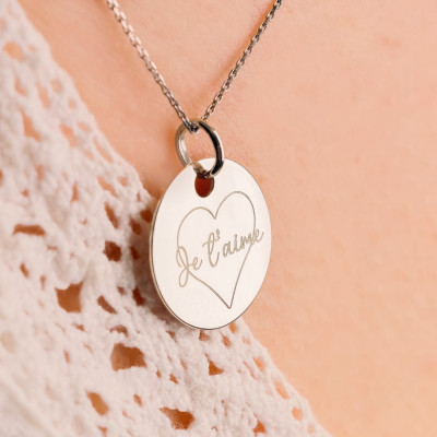 Médaille Je t'aime, Argent 925, 19 mm - Lumiosa
