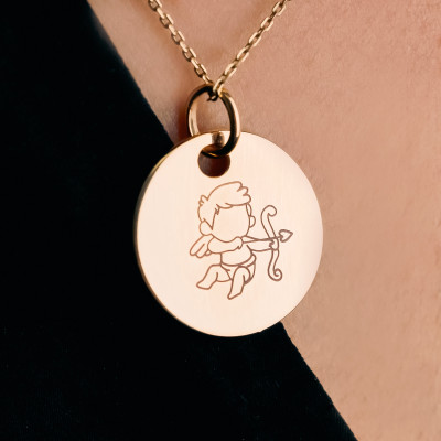 Médaille Angelot, Plaqué Or Jaune, 19 mm - Lumiosa