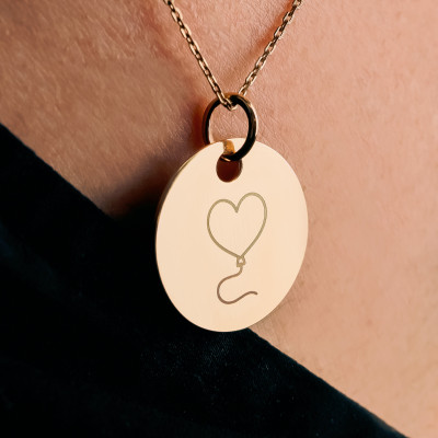 Médaille Ballon Coeur, Plaqué Or Jaune, 19 mm - Lumiosa