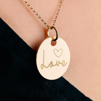 Médaille Love, Plaqué Or Jaune, 19 mm - Lumiosa