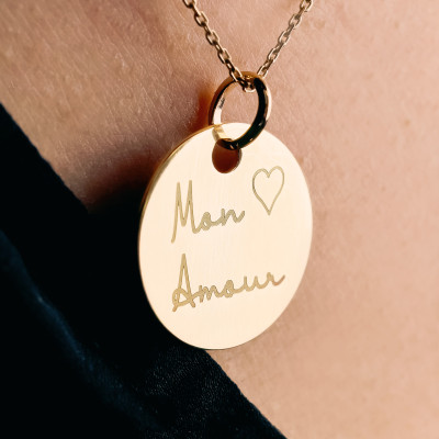 Médaille Mon Amour, Plaqué Or Jaune, 19 mm - Lumiosa