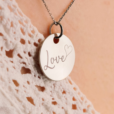 Médaille Love et Coeur, Argent 925, 19 mm - Lumiosa