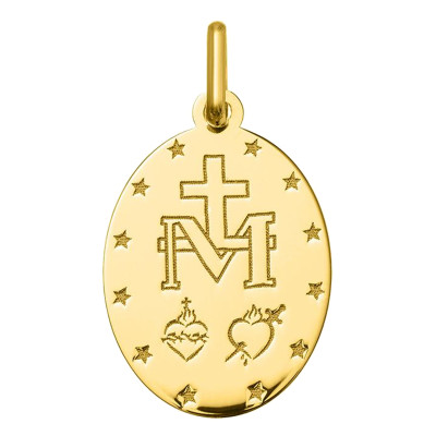 Médaille Miraculeuse moderne, Or Jaune 375, 17mm - Emanessence