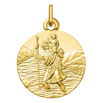 Médaille Saint Christophe, Or Jaune 375, 18mm - Emanessence
