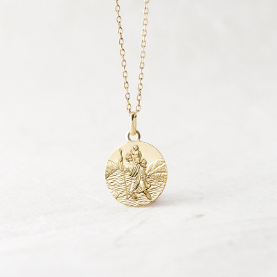 Médaille Saint Christophe, Or Jaune 375, 18mm - Emanessence