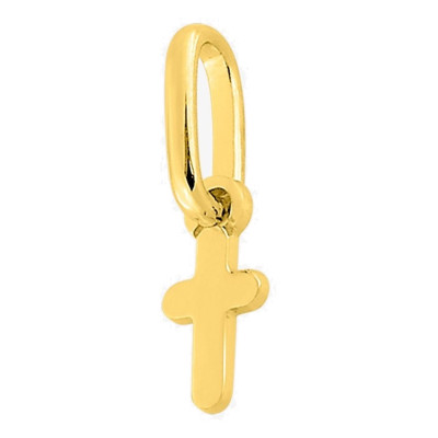 Pendentif Croix breloque, Or Jaune 375, 4x13mm - Emanessence