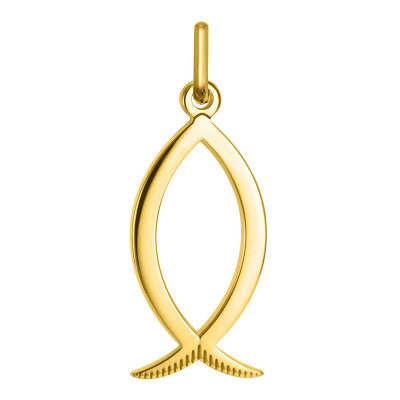 Pendentif Poisson Ichthus, Or Jaune 750, 19x10 mm - Lumiosa