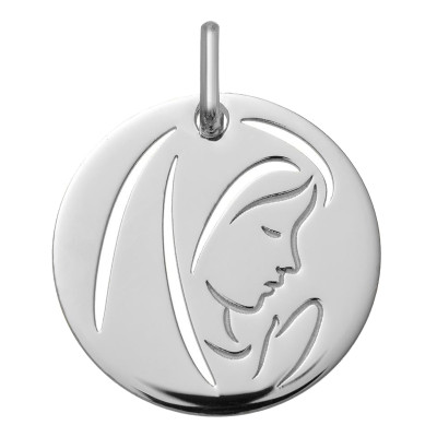 Médaille Vierge en prière ajourée, Argent 925, 16mm - Lumiosa