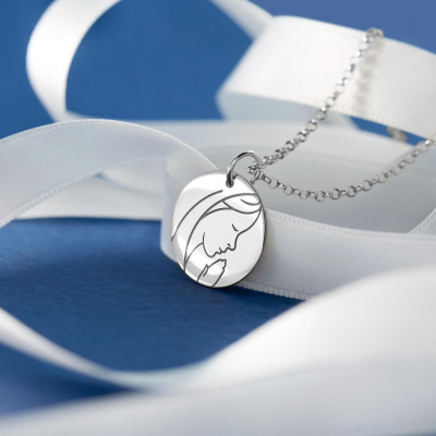 Médaille Vierge en prière, Argent 925, 16mm - Lumiosa