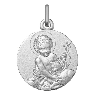 Médaille Saint Jean Baptiste, Argent 925, 16mm - Lumiosa