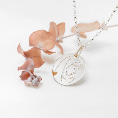 Médaille Vierge en prière ajourée, Argent 925, 16mm - Lumiosa
