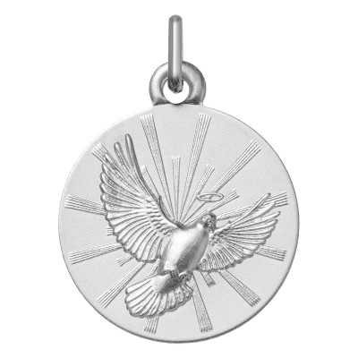 Médaille Colombe Saint Esprit, Argent 925, 16mm - Lumiosa