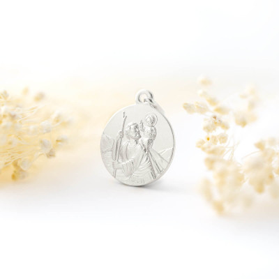 Médaille Saint Christophe, Argent 925, 16mm - Lumiosa