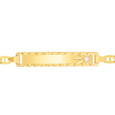 Gourmette bébé maille marine plate, Or jaune 750 & diamant, 12 à 13,50cm - Lucas Lucor