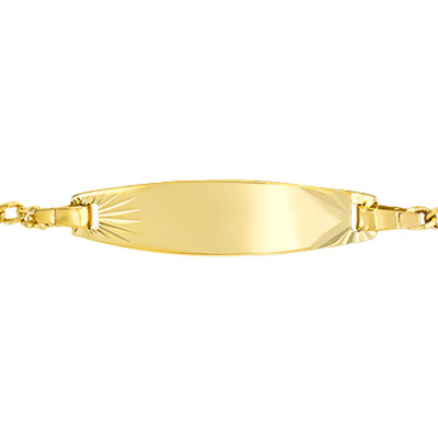 Gourmette bébé Ovale Maille Figaro, Or jaune 375, 12 à 14cm - Lucas Lucor