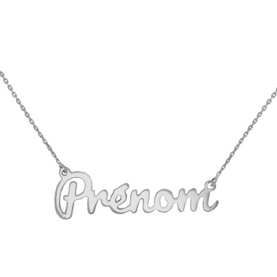 Collier personnalisé prénom, Or blanc 750, 38 à 42cm - Rosatella