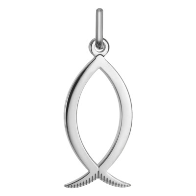 Pendentif Poisson Ichthus, Argent 925, 19x10 mm - Lumiosa
