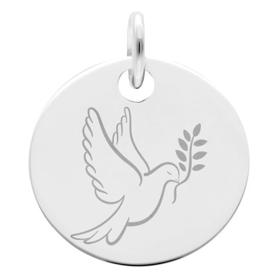 Médaille Colombe au rameau, Argent 925, 19 mm - Lumiosa