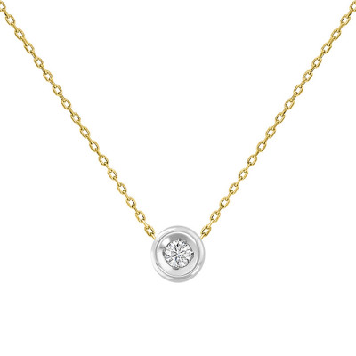 Collier femme diamant clos , 2 Or 9K et diamant - Rosatella