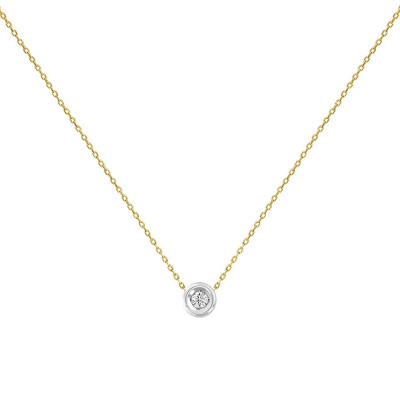 Collier femme diamant clos , 2 Or 9K et diamant - Rosatella