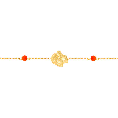 Bracelet Tête de Maure, Pierres Corail, Or jaune, 18cm - Rosatella