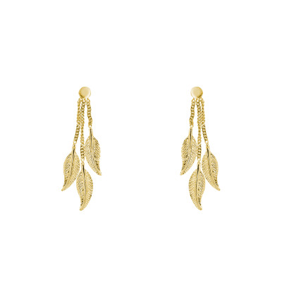 Boucles d'oreilles Pendantes, Plumes Or Jaune 375 - Scarlett or Scarlett