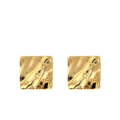 Boucles d'oreilles Carrées Effet Froissé, Or Jaune 375 - Scarlett or Scarlett