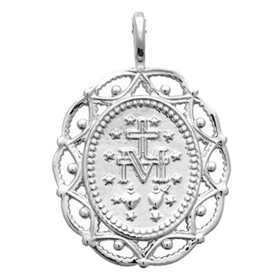 Médaille Vierge Miraculeuse, Argent Rhodié 925, 17x20mm - Emanessence