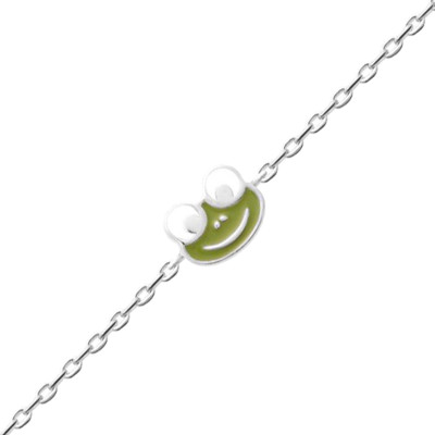 Bracelet Enfant Grenouille, Argent 925 & laque, 16cm - Bambins