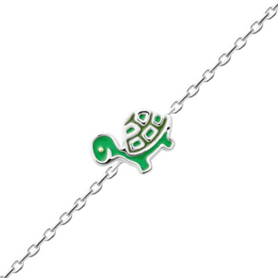 Bracelet Enfant Tortue, Argent 925 & laque, 16cm - Bambins