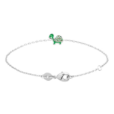 Bracelet Enfant Tortue, Argent 925 & laque, 16cm - Bambins