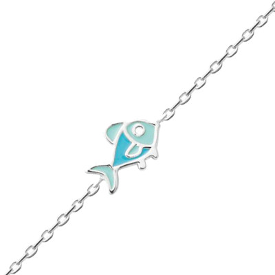 Bracelet Enfant Poisson, Argent 925 & laque, 16cm - Bambins