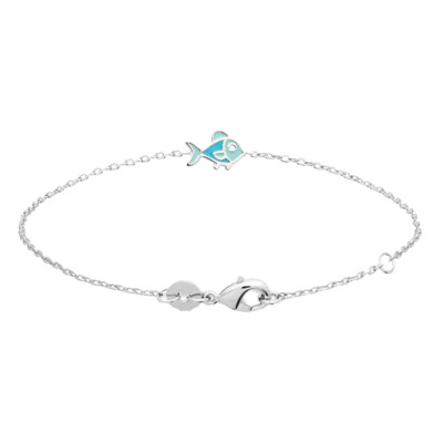 Bracelet Enfant Poisson, Argent 925 & laque, 16cm - Bambins