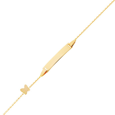 Gourmette Rectangle Papillon, Or Jaune 750, 14cm - Bambins