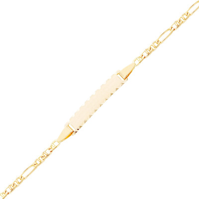 Gourmette bébé maille Marine alternée, Or jaune 750, 12 à 14cm - Bambins