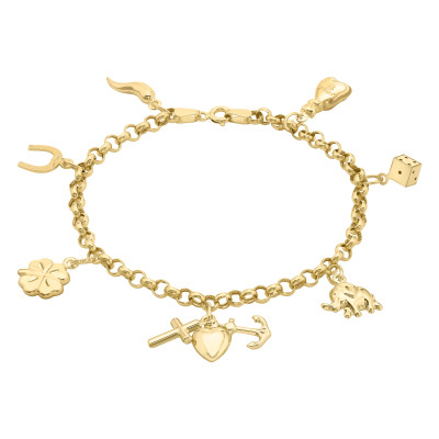 Bracelet Charms Porte-Bonheurs, Or jaune 375 - Emanessence