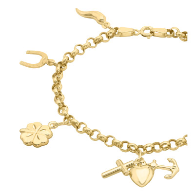 Bracelet Charms Porte-Bonheurs, Or jaune 375 - Emanessence