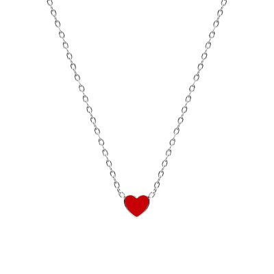 Collier Cœur, Laque Rouge & Argent Rhodié 925 - Bambins