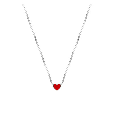 Collier Cœur, Laque Rouge & Argent Rhodié 925 - Bambins