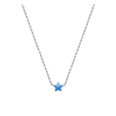 Collier Etoile de mer, Laque Bleue & Argent Rhodié 925 - Bambins