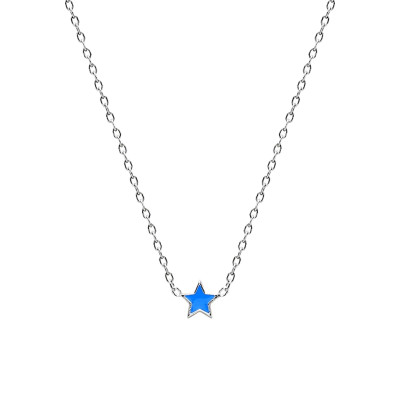 Collier Etoile, Laque Bleue & Argent Rhodié 925 - Bambins