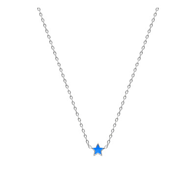 Collier Etoile, Laque Bleue & Argent Rhodié 925 - Bambins