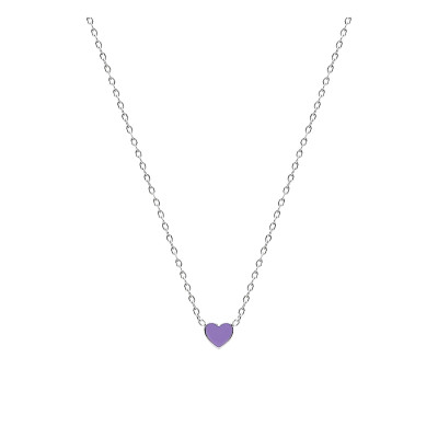 Collier Cœur, Laque Violette & Argent Rhodié 925 - Bambins