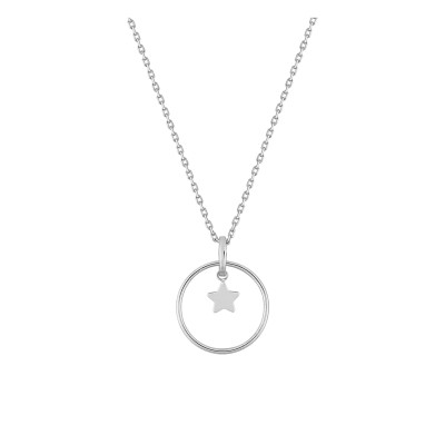 Collier Cercle ouvert & étoile, Argent 925, 42cm - Bambins