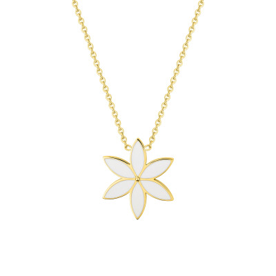Collier Fleur, Acier doré & émail, 45cm - Bambins