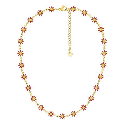 Collier Fleurs Marguerites, Acier doré & résine, 43cm - Bambins