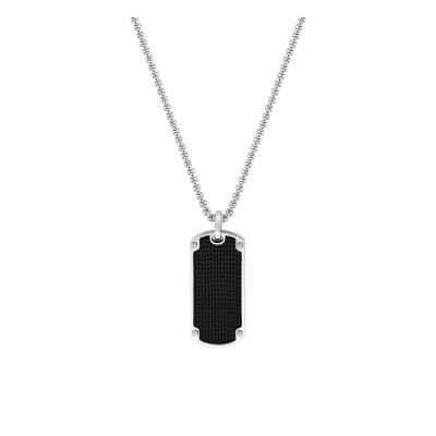 Collier Plaque militaire, Acier & Imprimé noir, 55cm - Emanessence