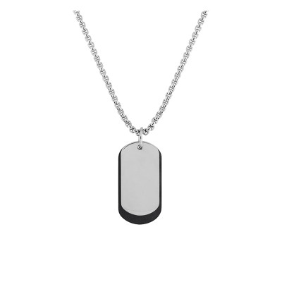 Collier Plaque militaire, Acier & Pvd noir, 55cm - Emanessence