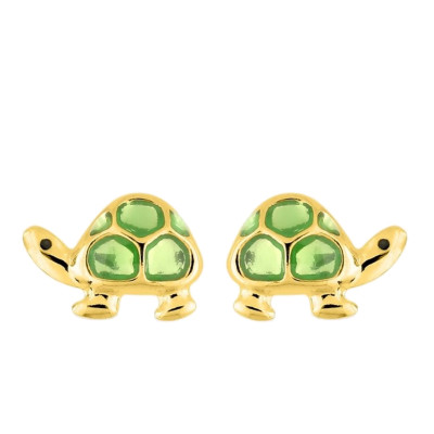 Boucles d'oreilles Tortue verte, Or jaune - Emanessence
