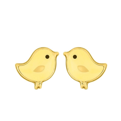 Boucles d'oreilles Poussin, Or Jaune 375 & Laque - Bambins
